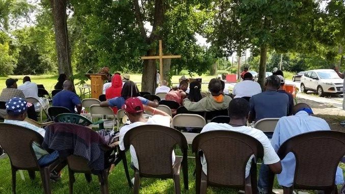 Outdoor religious service