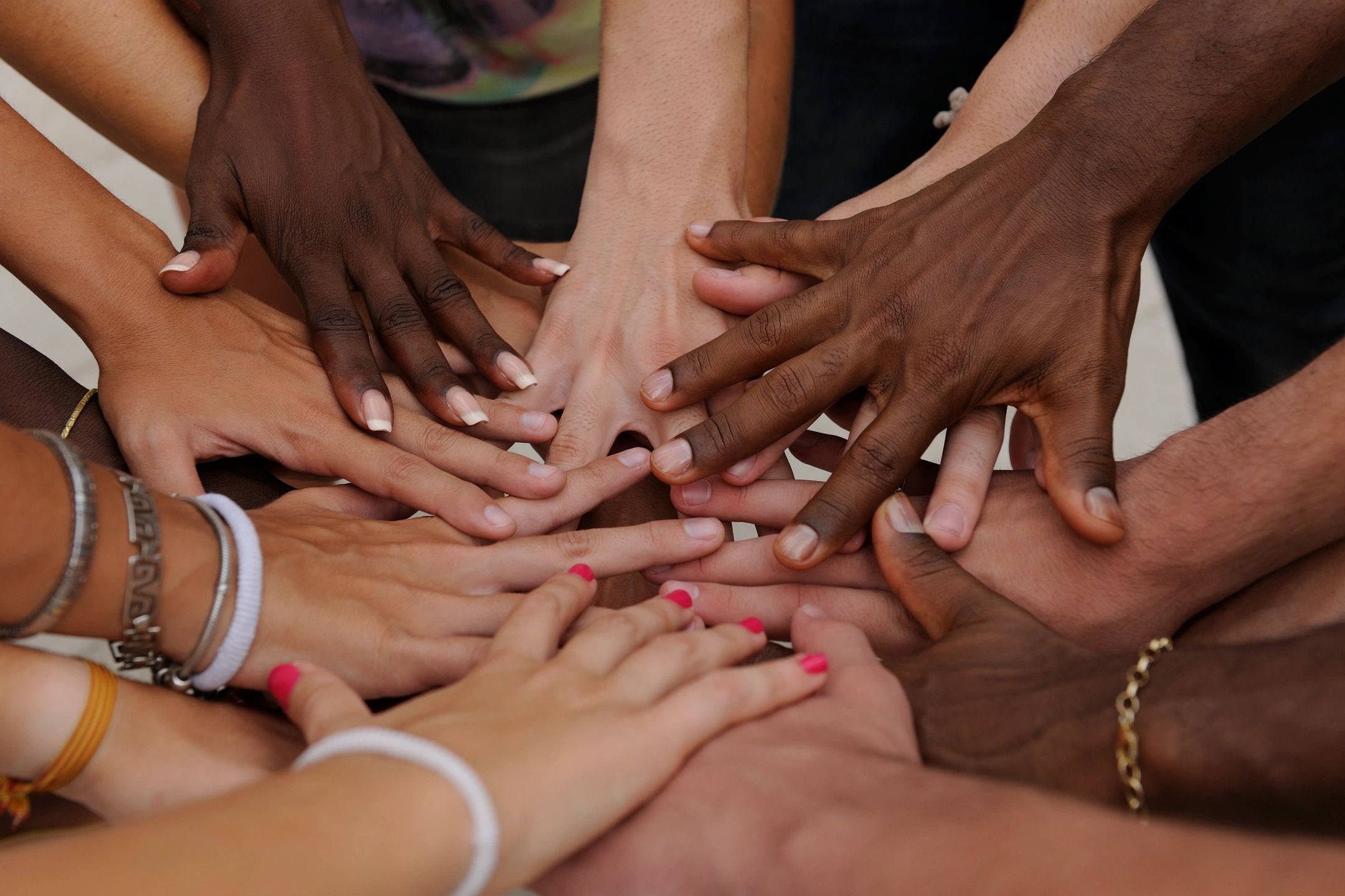 Hands together in unity